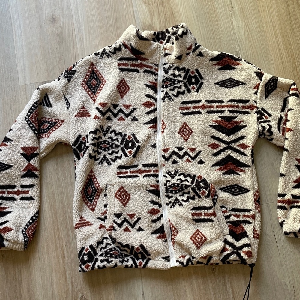 Aztec print fleece jacket